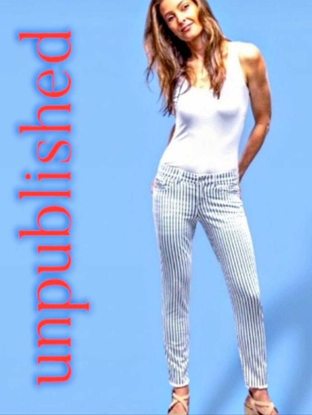 👖Unpublished Raw- Hem High-Waist Casual Railroad Pinstripe Jeans from